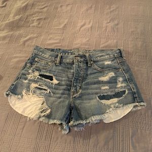 American Eagle destroyed button fly denim shorts